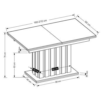 Jedálenský stôl LOMILLU 160 dub artisan/čierna 13