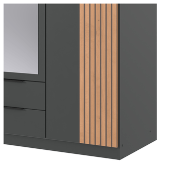 Šatníková skriňa so zrkadlom LONA grafitová, šírka 135 cm 3