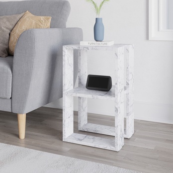 Nočný stolík LONIE biely mramor 1