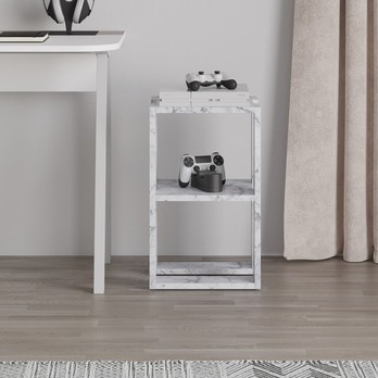 Nočný stolík LONIE biely mramor 2