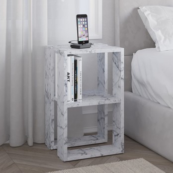 Nočný stolík LONIE biely mramor 3