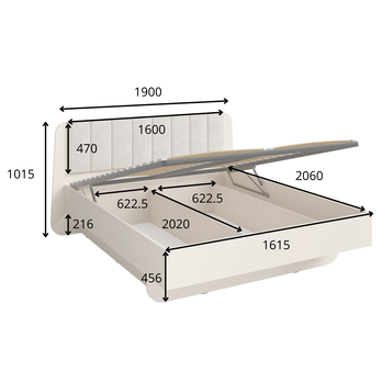 Posteľ s roštom LORENZ II piesková, 160x200 cm 2