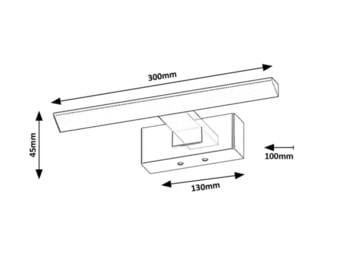 Kúpeľňové nástenné LED svietidlo LORIC strieborná, šírka 30 cm 7
