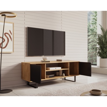 TV stolík LORRI dub craft/čierna, šírka 135 cm 2