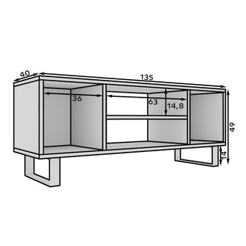 TV stolík LORRI dub craft/čierna, šírka 135 cm 4