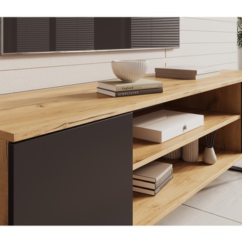 TV stolík  LORRI dub craft/čierna, šírka 155 cm 3