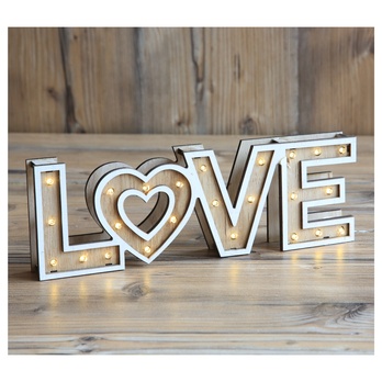 Stolná lampa LOVE drevo/biela 1