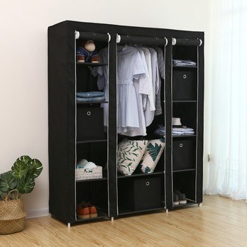 Látková šatníková skriňa LSF03H čierna 1