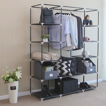 Látková šatníková skriňa LSF03H čierna 3