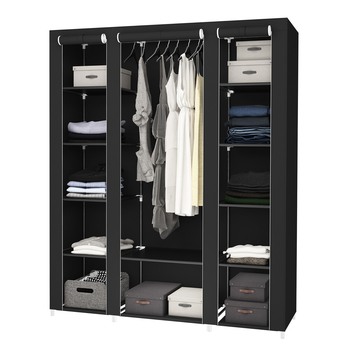 Látková šatníková skriňa LSF03H čierna 2