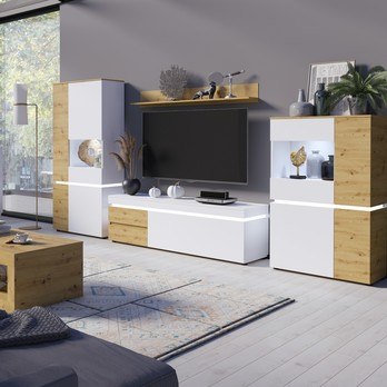 Vitrína LUCI 02 dub artisan/alpská biela 1