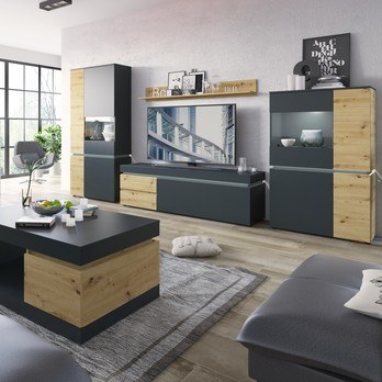 Vitrína LUCI 02 dub artisan/sivá 1