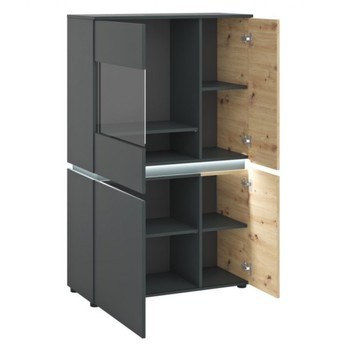 Vitrína LUCI 02 dub artisan/sivá 2