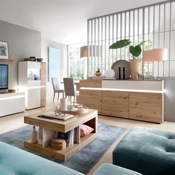 Komoda LUCI 2 dub artisan/alpská biela 1