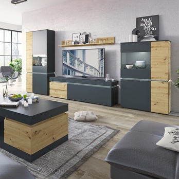 TV komoda LUCI dub artisan/sivá, šírka 181 cm 1