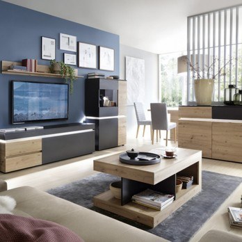 Konferenčný stolík LUCI dub artisan/biela/tmavosivá 1