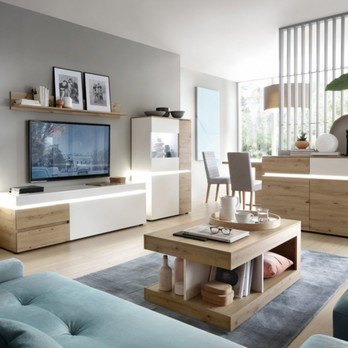 Konferenčný stolík LUCI dub artisan/biela/tmavosivá 4