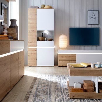 TV komoda LUCI dub artisan/alpská biela, šírka 150 cm 3