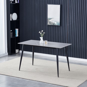 Jedálenský stôl LUCIAN sivý mramor/čierna, šírka 130 cm 2