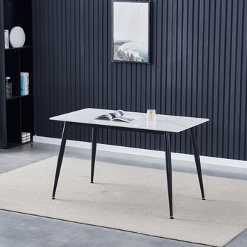 Jedálenský stôl LUCIAN biely mramor/čierna, šírka 130 cm 2