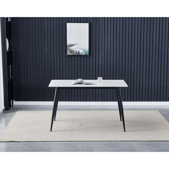 Jedálenský stôl LUCIAN biely mramor/čierna, šírka 130 cm 1