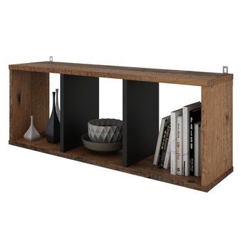 Nástenná polica LUNA čierna/old style 2