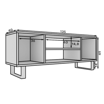 TV stolík LUNET dub craft/čierna, šírka 135 cm 4