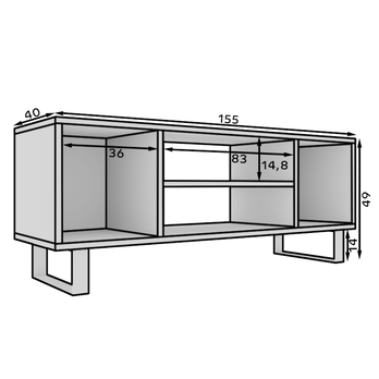 TV stolík LUNET dub craft/čierna, šírka 155 cm 4