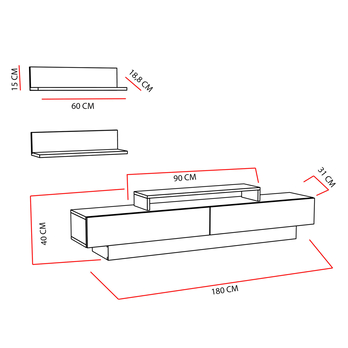 TV zostava LUSI teak/biela 4