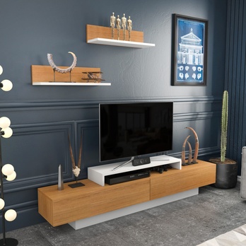 TV zostava LUSI teak/biela 3