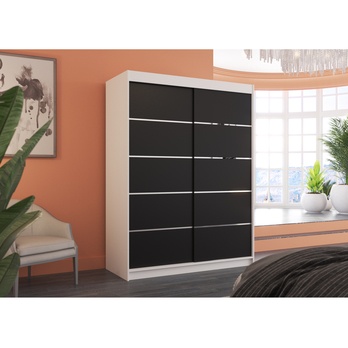 Šatníková skriňa LUSINE biela/čierna 3