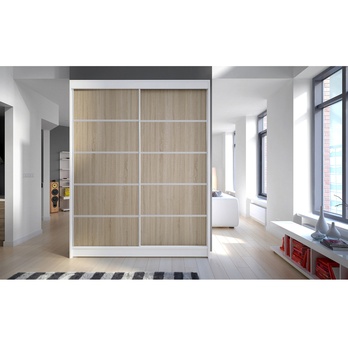 Šatníková skriňa LUSINE biela/dub sonoma 1