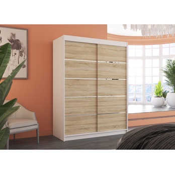 Šatníková skriňa LUSINE biela/dub sonoma 3