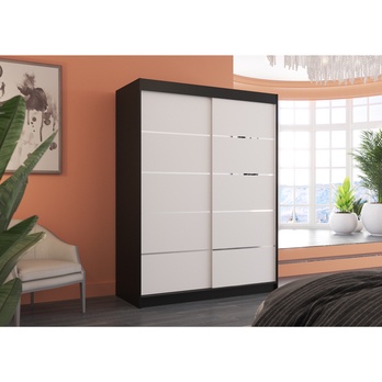 Šatníková skriňa LUSINE čierna/biela 3
