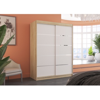 Šatníková skriňa LUSINE dub sonoma/biela 3