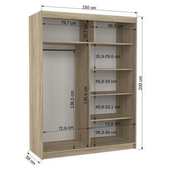 Šatníková skriňa LUSINE dub sonoma/biela 4