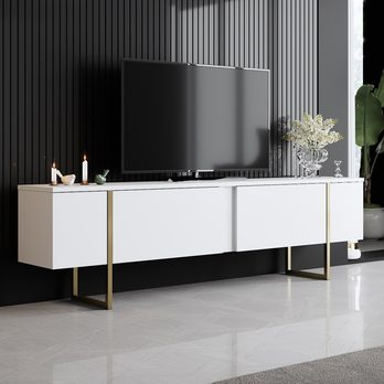 TV komoda LUXE biela/zlatá 1