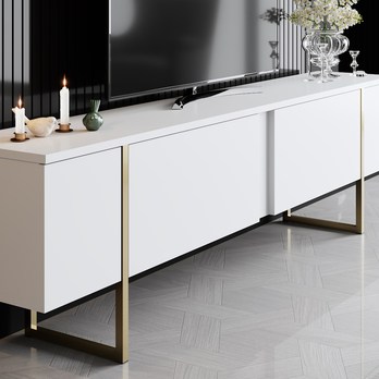 TV komoda LUXE biela/zlatá 3