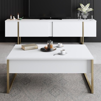 TV komoda LUXE biela/zlatá 4