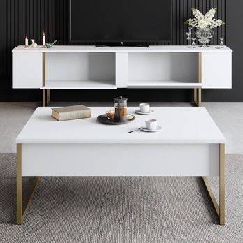 TV komoda LUXE biela/zlatá 5