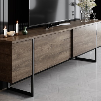 TV komoda LUXE orech/čierna 3
