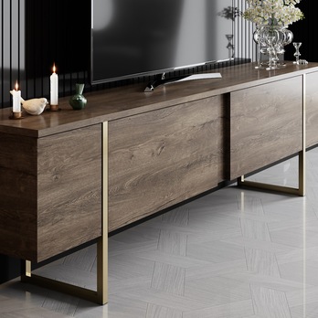 TV komoda LUXE orech/zlatá 3