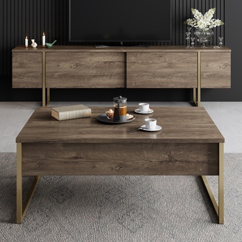TV komoda LUXE orech/zlatá 4