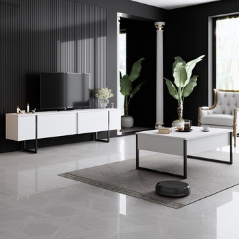 TV komoda LUXE biela/čierna 2