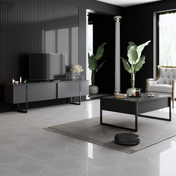 TV komoda LUXE antracitová/čierna 2