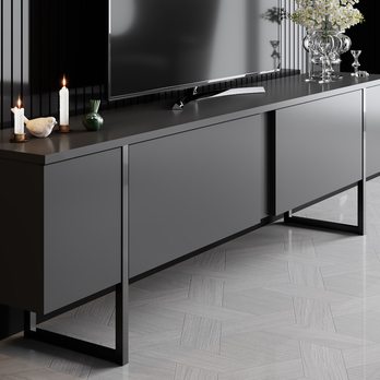 TV komoda LUXE antracitová/čierna 3