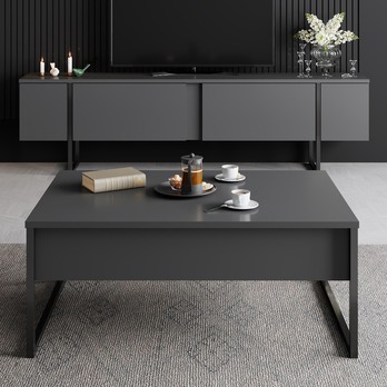 TV komoda LUXE antracitová/čierna 4