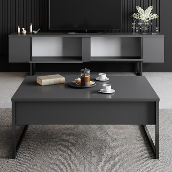 TV komoda LUXE antracitová/čierna 5