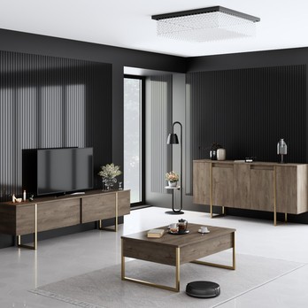 Komoda LUXE orech/zlatá 1