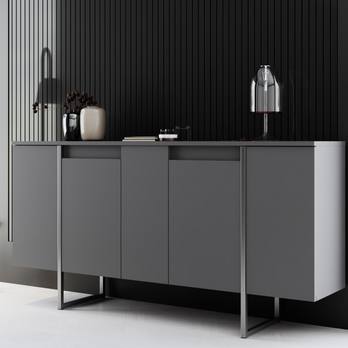 Komoda LUXE antracitová/strieborná 1